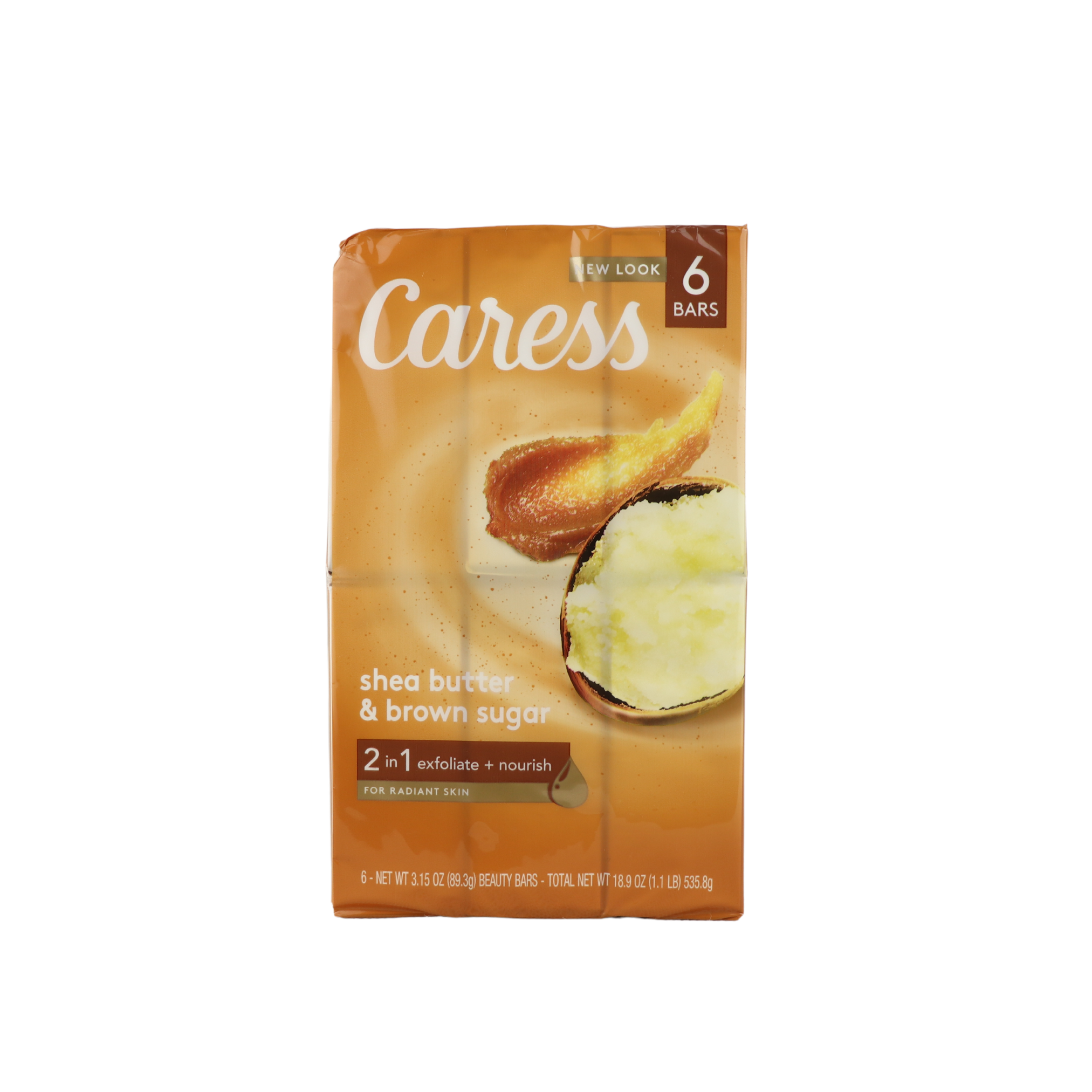 Caress Shea Butter & Brown Sugar 2 in 1 Soap 6 Bars